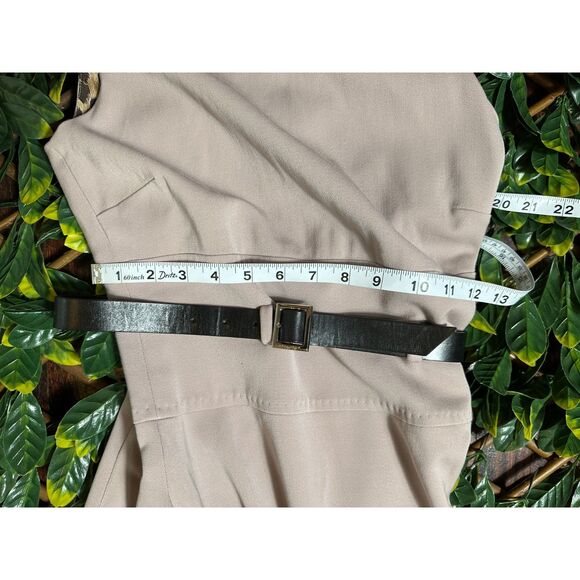 DOLCE AND GABBANA Beige Minimalist Belted Midi Dress Fits like Size 2 - Picture 4 of 5